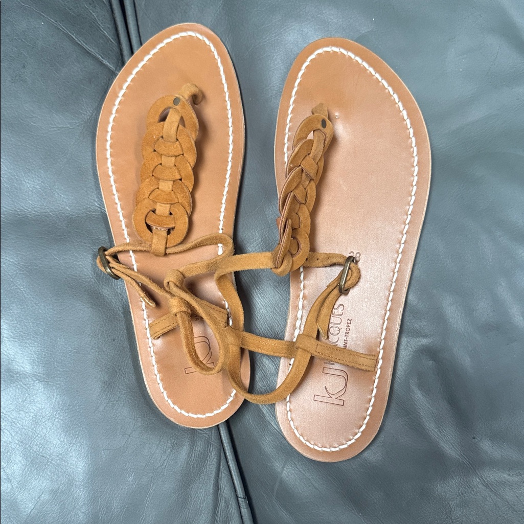 K Jacques St Tropez Lemovis Woven Suede Sandals